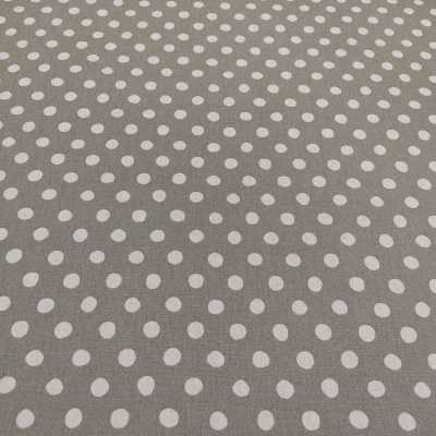 tecido cinza com bolinhas brancas regulares