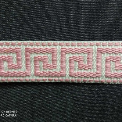 Fita algodão 32mm beje / rosa