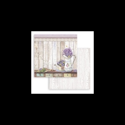 Pano de cozinha tecido com estampa de jarros com flores e fundo de madeira clara envelhecida