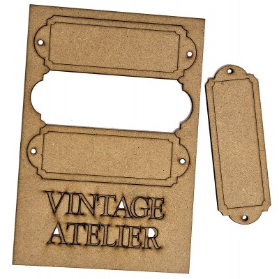Conj. 3 etiquetas + "Vintage Atelier" 12x4cm 640213