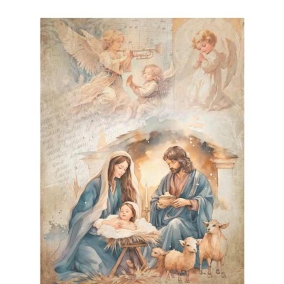 Papel de Arroz Nativity with angels     A4   1286