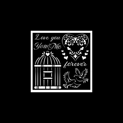 Stencil 18X18cm - You and me Love me KSTDQ66