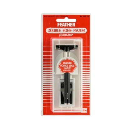 Conjunto Navalha Clássica + Feather Razor Blades Double