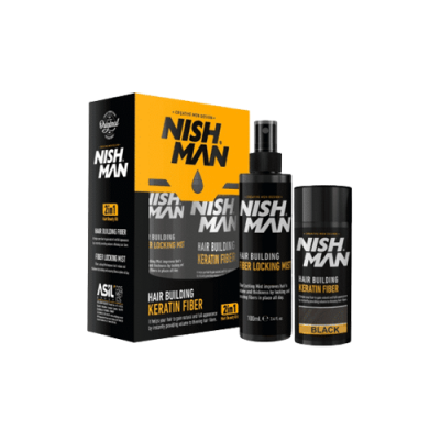 Fibra Capilar Nishman 20gr + Spray Fixador 100ml Preto