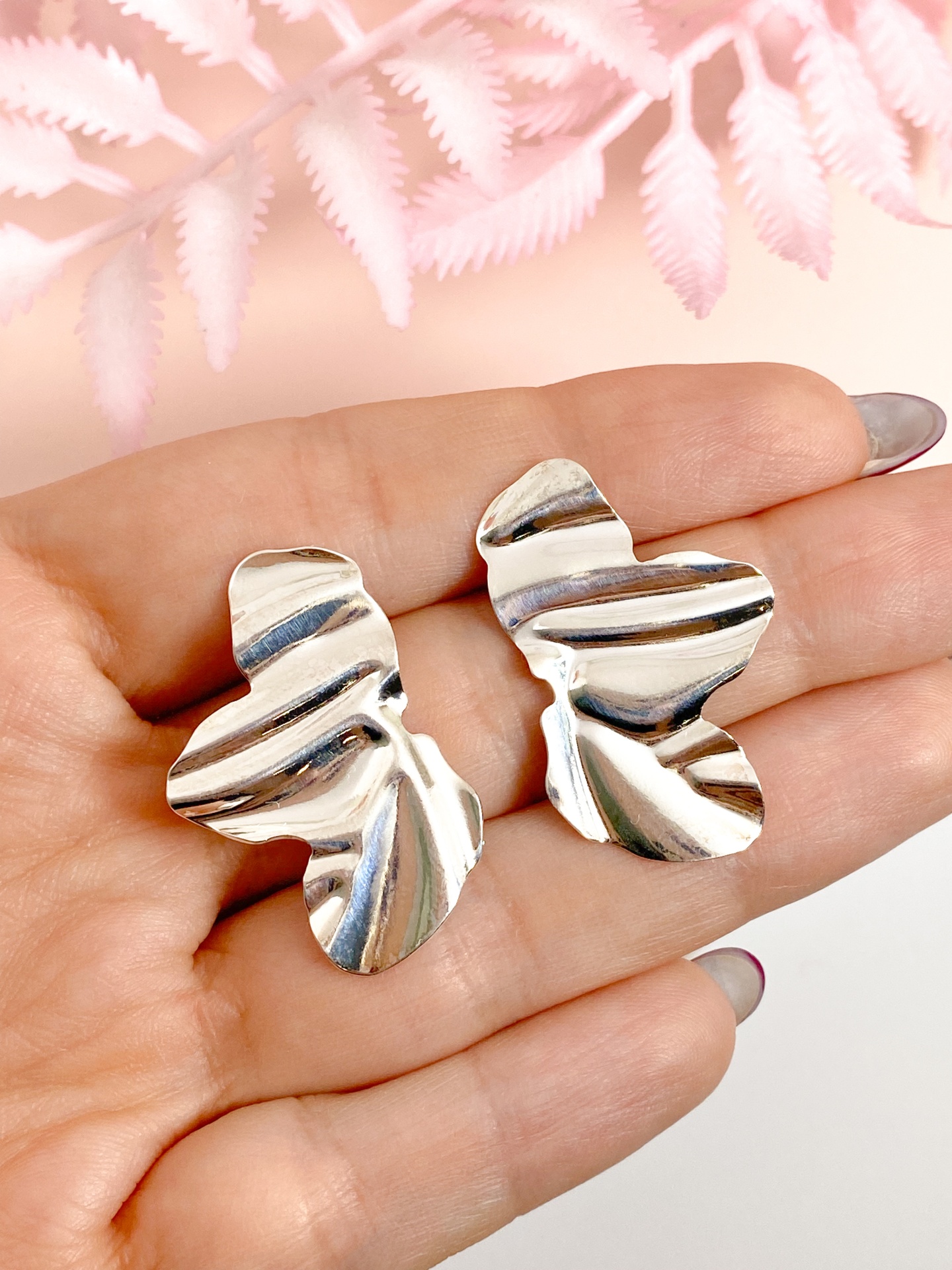 Brinco&#x20;Meia&#x20;Flor&#x20;Org&#x00E2;nico&#x20;M&#x20;-&#x20;Banhado&#x20;Prata&#x20;925