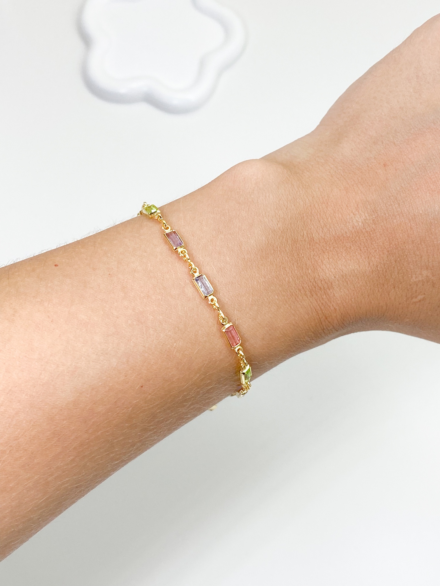 Pulseira Delicada Colorida - Banhada Ouro 18k