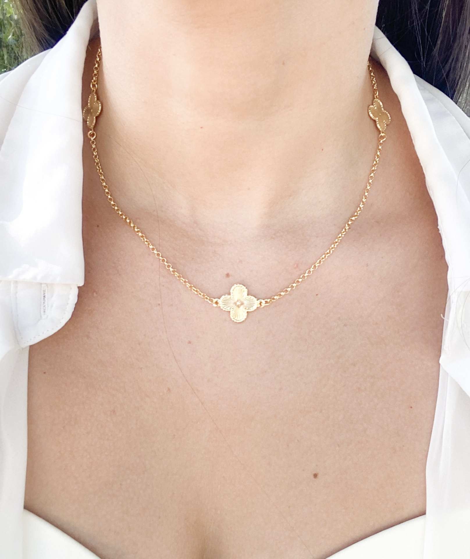 Choker Três Trevos - Banhado Ouro 18k