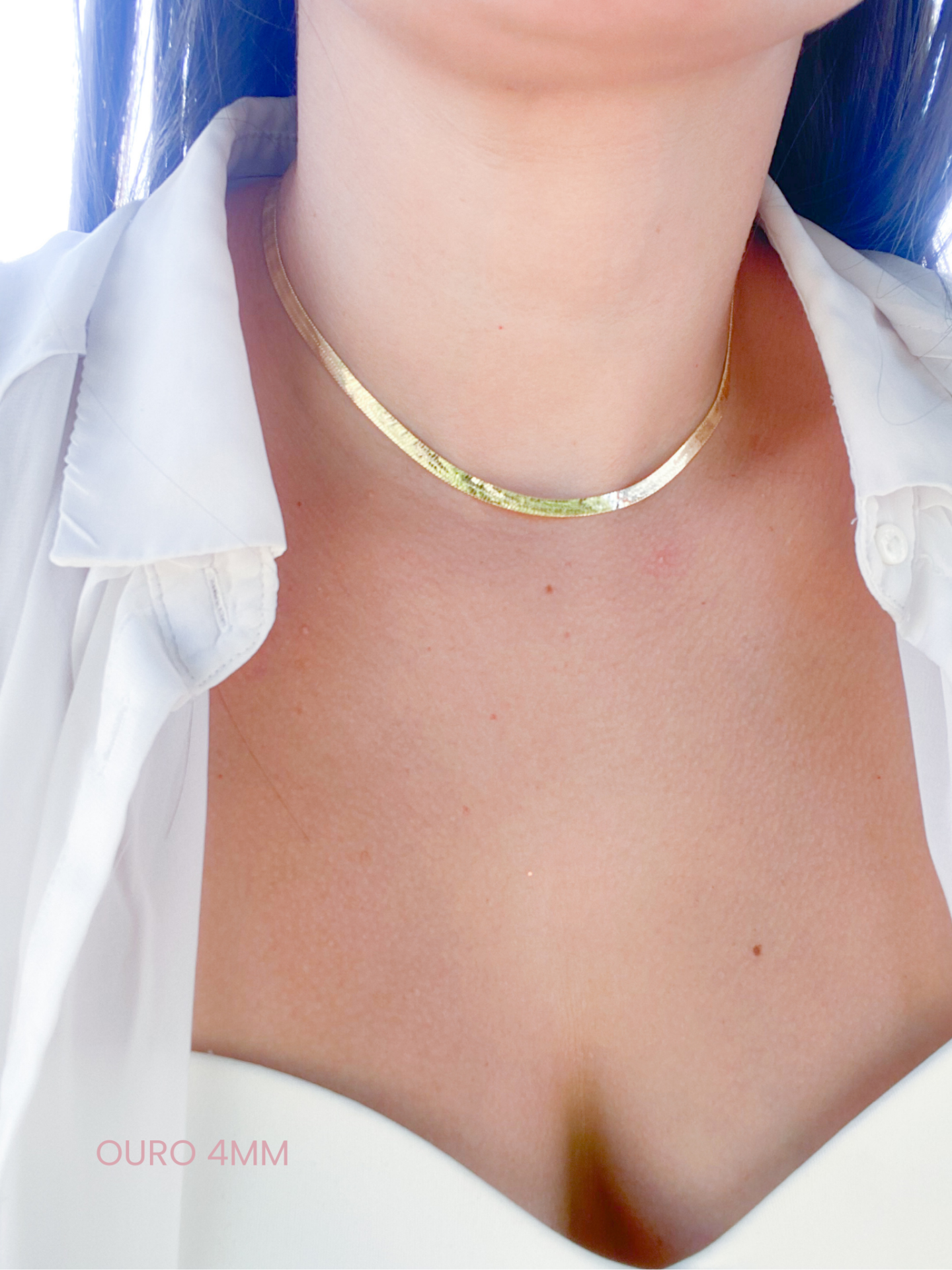 Choker Fita 4mm - Banhado Ouro 18k