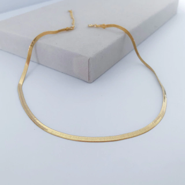 Choker Fita 3mm - Banhado Ouro 18k