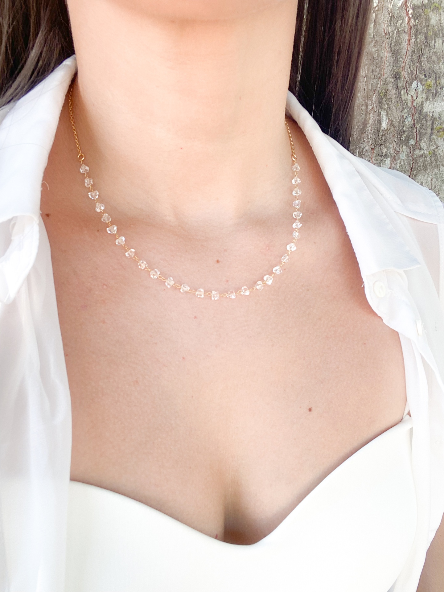 Choker&#x20;Pedras&#x20;Transparentes&#x20;-&#x20;Banhado&#x20;Ouro&#x20;18k
