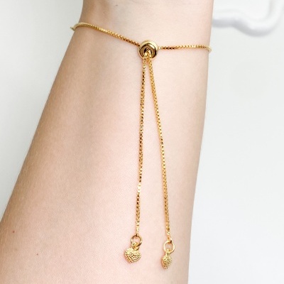 Pulseira&#x20;Regul&#x00E1;vel&#x20;Menina&#x20;com&#x20;Zirconias&#x20;Rosa&#x20;-&#x20;Banhada&#x20;Ouro&#x20;18k