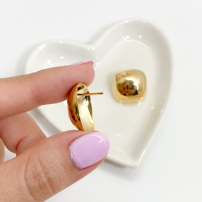 Brinco&#x20;Bold&#x20;Oval&#x20;-&#x20;Banhado&#x20;Ouro&#x20;18k