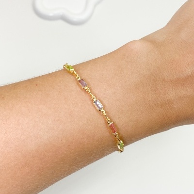Pulseira&#x20;Delicada&#x20;Colorida&#x20;-&#x20;Banhada&#x20;Ouro&#x20;18k