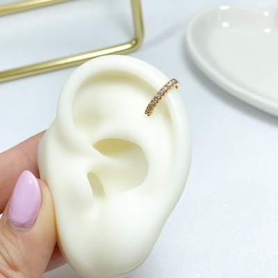 Piercing&#x20;Fake&#x20;Cravejado&#x20;-&#x20;Cristal&#x20;-&#x20;Banhado&#x20;Ouro&#x20;18k