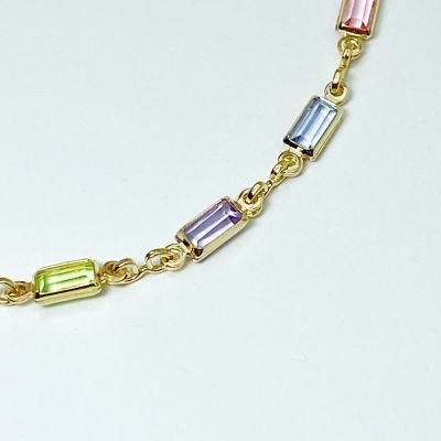 Pulseira&#x20;Delicada&#x20;Colorida&#x20;-&#x20;Banhada&#x20;Ouro&#x20;18k