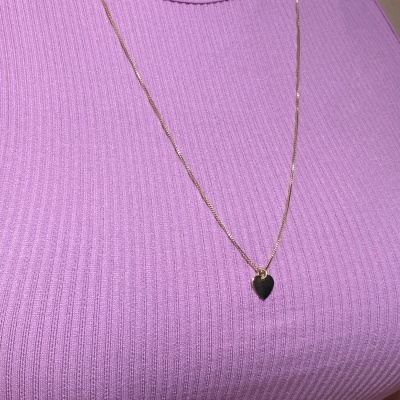 Colar&#x20;Longo&#x20;com&#x20;Pingente&#x20;Cora&#x00E7;&#x00E3;o&#x20;-&#x20;Banhada&#x20;Ouro&#x20;18k