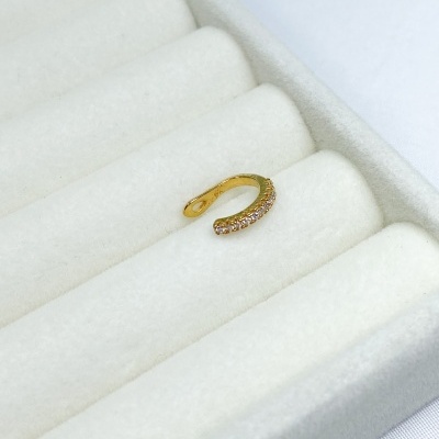 Piercing&#x20;Fake&#x20;Cravejado&#x20;-&#x20;Cristal&#x20;-&#x20;Banhado&#x20;Ouro&#x20;18k