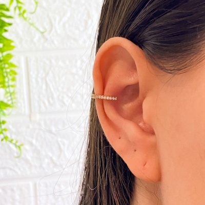 Piercing&#x20;Fake&#x20;Cravejado&#x20;-&#x20;Cristal&#x20;-&#x20;Banhado&#x20;Ouro&#x20;18k