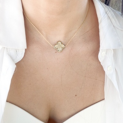 Choker&#x20;Trevo&#x20;2&#x20;Formas&#x20;-&#x20;Banhado&#x20;Ouro&#x20;18k