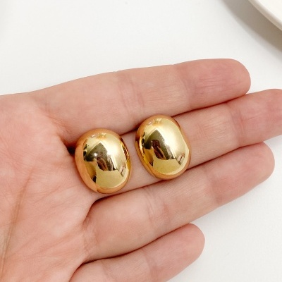 Brinco&#x20;Bold&#x20;Oval&#x20;-&#x20;Banhado&#x20;Ouro&#x20;18k