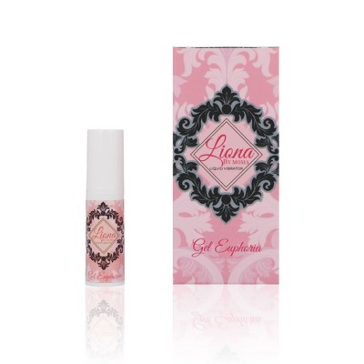 frasco e embalagem de Gel Euphoria Liana by Moma Liquid Vibrator rosa e preto