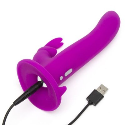 Vibrador roxo recarregável com cabo USB