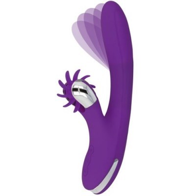 Vibrador roxo com parte prateada e textura em espiral