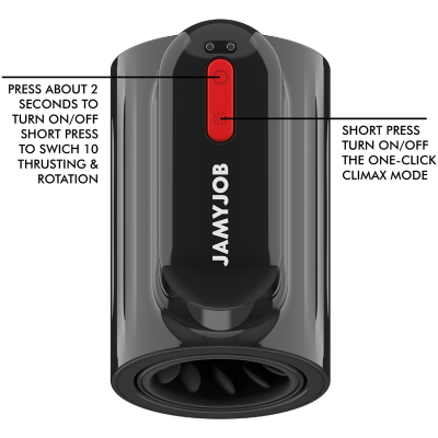 Dispensador automático preto e vermelho JAMYJOB com instruções em inglês