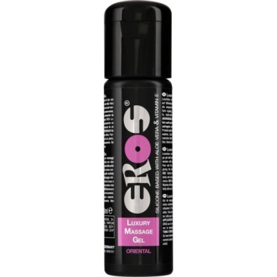 Frasco preto de gel de massagem EROS Luxury Massage Gel Oriental
