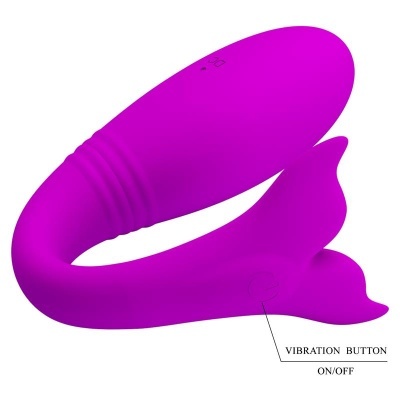 Dispositivo sexual roxo de silicone com botão de vibração ON/OFF