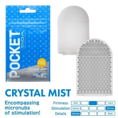 Tenga POCKET CRYSTAL MIST embalagem azul com aparelho branco texturizado