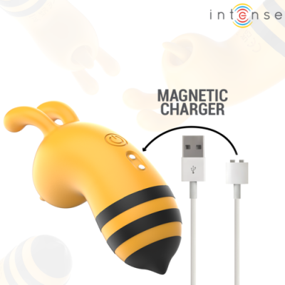 Carregador magnético USB com design de abelha amarelo e preto