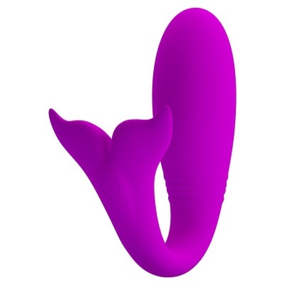 Produto sex shop de silicone roxo com formas anatómicas distintas