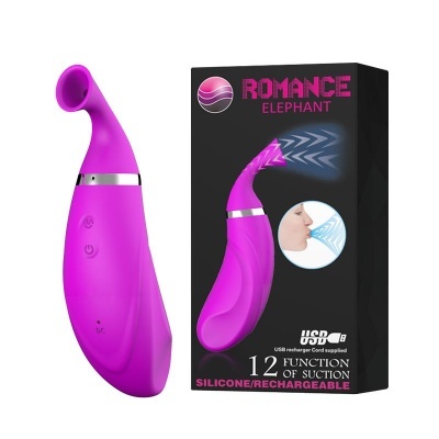 Vibrador rosa em silicone com embalagem preta ROMANCE ELEPHANT