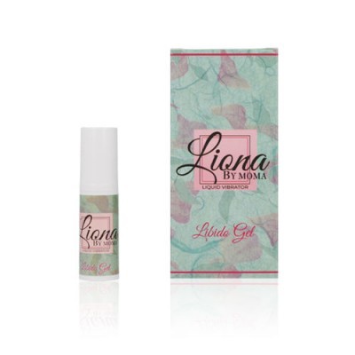 Frasco e embalagem do gel Líquido Vibrador Liona By Moma com design floral