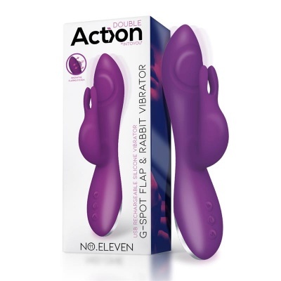 Vibrador roxo com embalagem branca Actyon DOUBLE