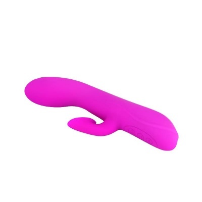 Vibrador rosa em silicone com apêndice menor e botões