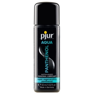 Frasco preto de lubrificante pessoal pjur Aqua Panthenol 30 ml