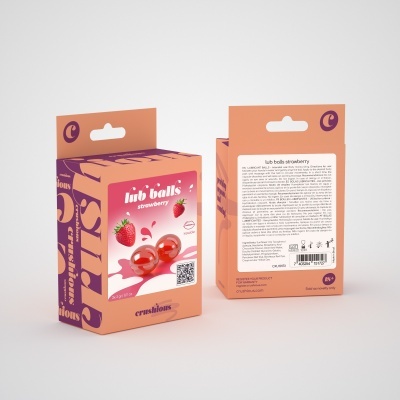 Caixa de bolas lubrificantes sabor morango em embalagem rosa e roxa