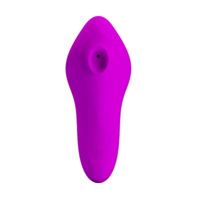 Produto eletrônico roxo em formato ergonómico com superfície lisa e dois botões