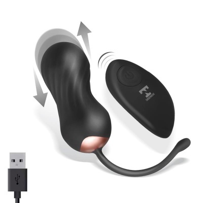 Vibrador preto com controle remoto e cabo USB