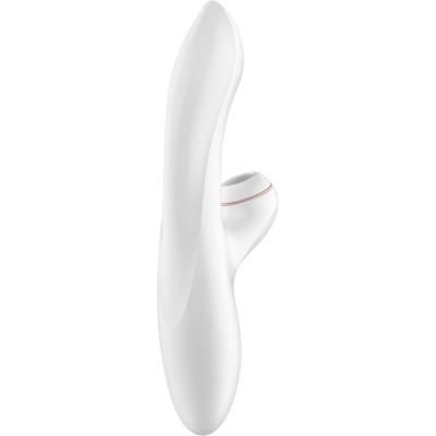 Vibrador branco anatómico com estimulador adicional em fundo branco