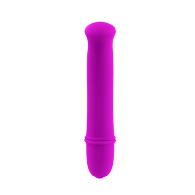 Vibrador rosa liso com design cilíndrico e extremidades arredondadas