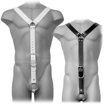 LEATHER BODY HARNESS MEN WHITE