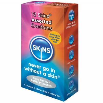 SKINS CONDOMS ASSORTED 12 PACK