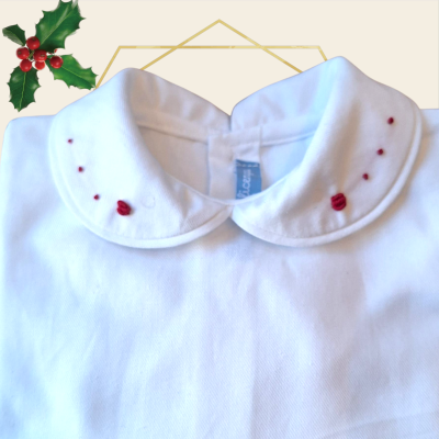 Camisa body Peter Pan com gola bordada