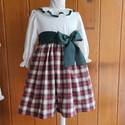 Vestido Xmas creme com risca verde