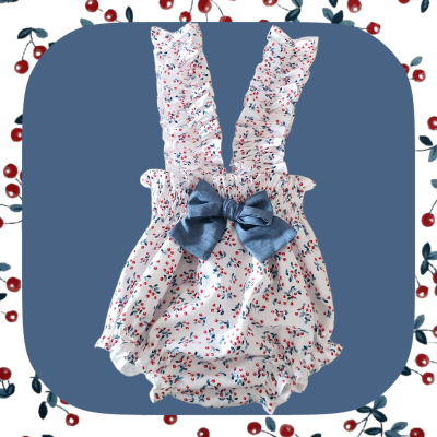 Body de bebé florido com laço azul