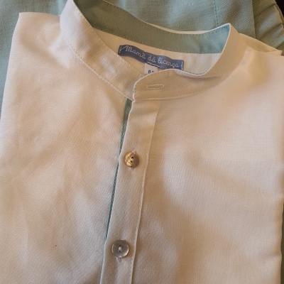 Túnica linho cru com carcela em cor