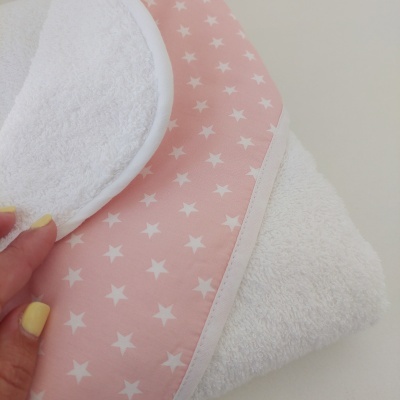 Toalha de banho | toalha capuz | Rosa com estrelas
